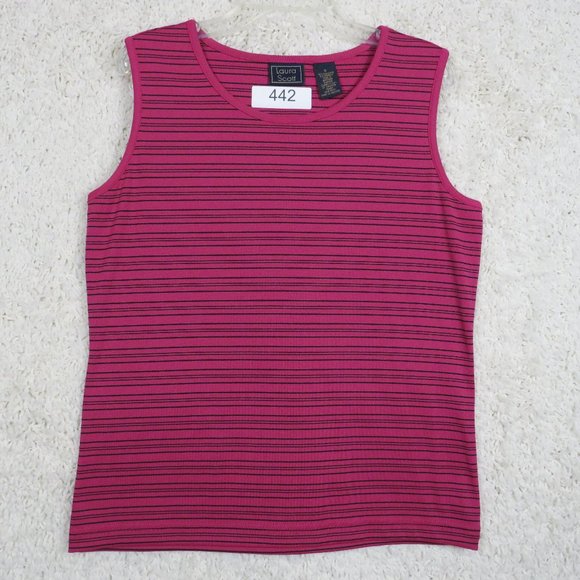 Laura Scott* Women's Sleeveless Crew Neck Blouse Size Small~ Black & Dark‎ Pink - Picture 1 of 8